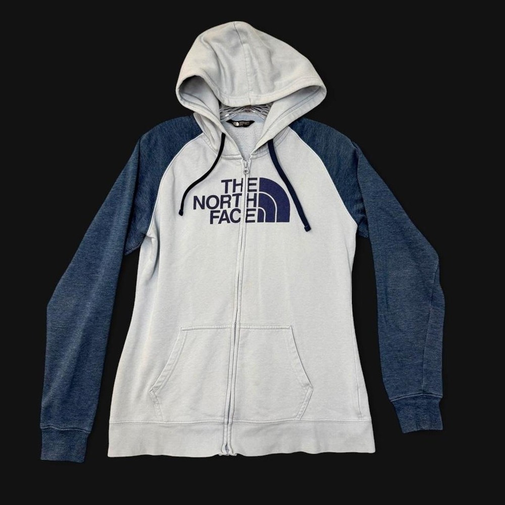 The North Face Colorblock Half Dome Logo Full Zip Hoodie Womens M Light Blue